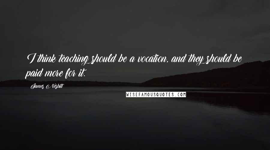 James Nesbitt quotes: I think teaching should be a vocation, and they should be paid more for it.