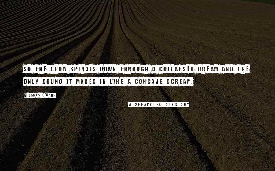 James O'Barr quotes: So the crow spirals down through a collapsed dream and the only sound it makes in like a concave scream.