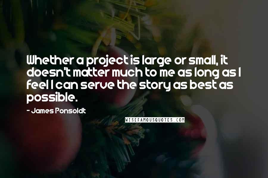James Ponsoldt quotes: Whether a project is large or small, it doesn't matter much to me as long as I feel I can serve the story as best as possible.