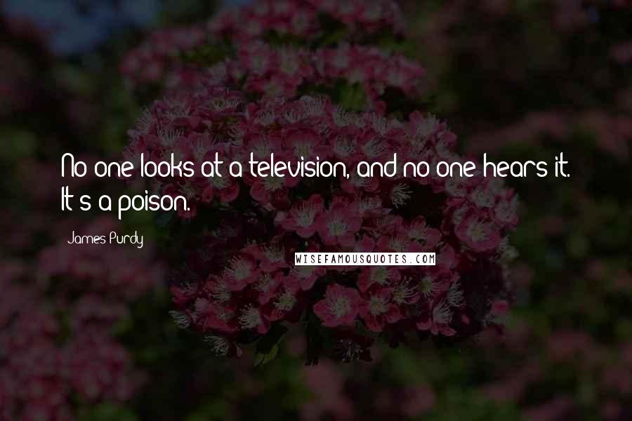 James Purdy quotes: No one looks at a television, and no one hears it. It's a poison.