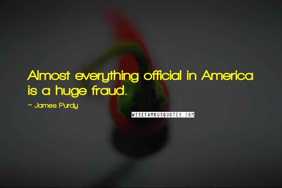 James Purdy quotes: Almost everything official in America is a huge fraud.