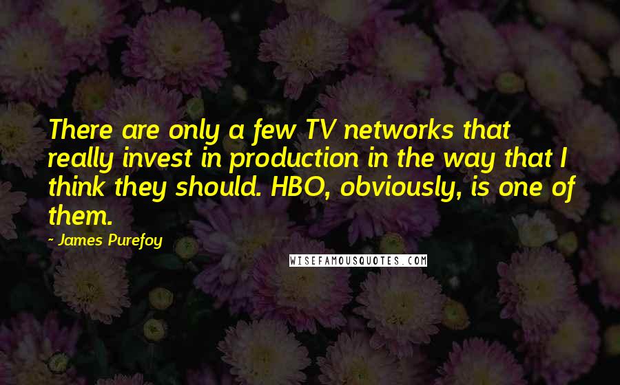 James Purefoy quotes: There are only a few TV networks that really invest in production in the way that I think they should. HBO, obviously, is one of them.