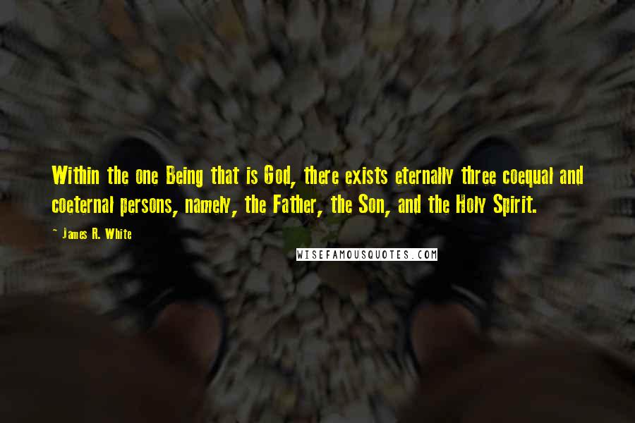 James R. White quotes: Within the one Being that is God, there exists eternally three coequal and coeternal persons, namely, the Father, the Son, and the Holy Spirit.