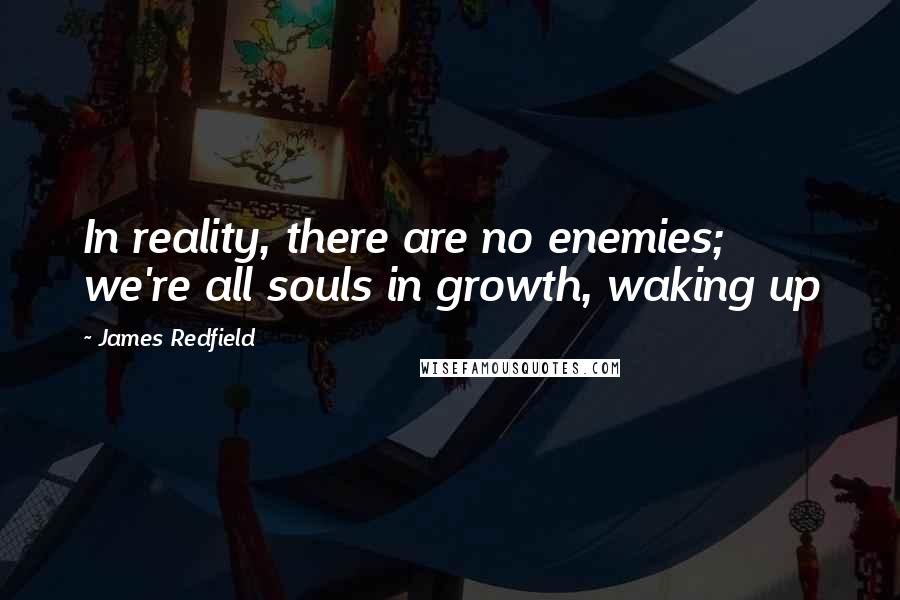 James Redfield quotes: In reality, there are no enemies; we're all souls in growth, waking up