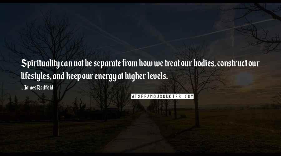 James Redfield quotes: Spirituality can not be separate from how we treat our bodies, construct our lifestyles, and keep our energy at higher levels.