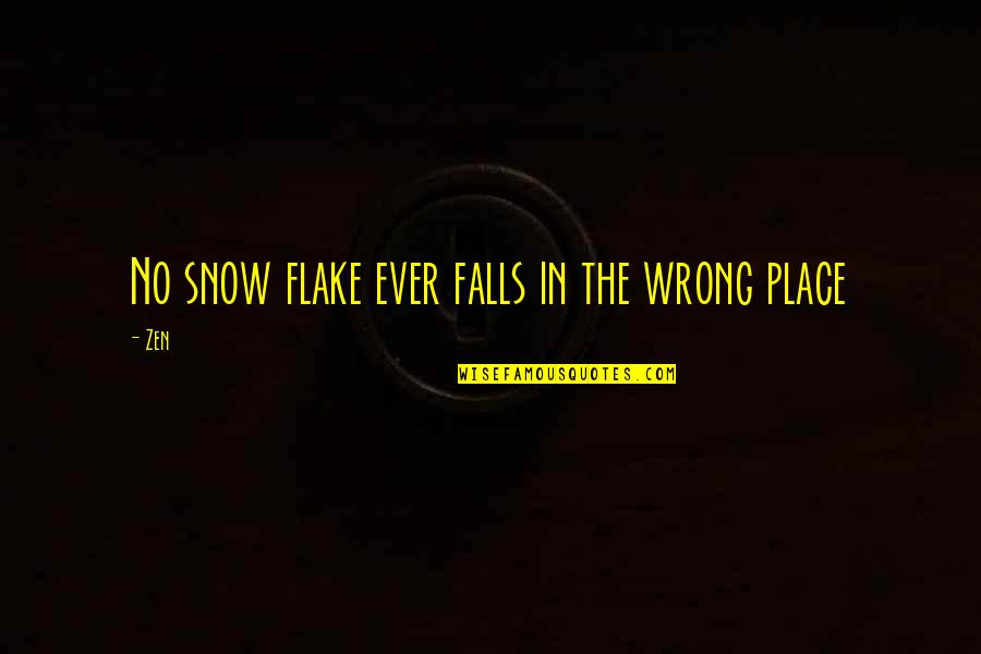 James Reese Quotes By Zen: No snow flake ever falls in the wrong