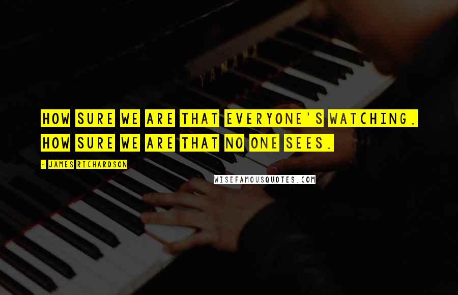 James Richardson quotes: How sure we are that everyone's watching. How sure we are that no one sees.