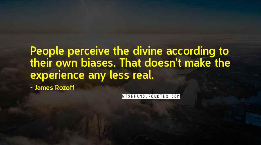 James Rozoff quotes: People perceive the divine according to their own biases. That doesn't make the experience any less real.