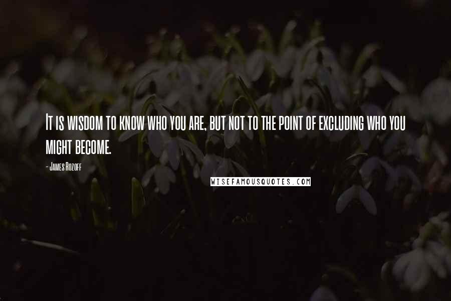 James Rozoff quotes: It is wisdom to know who you are, but not to the point of excluding who you might become.