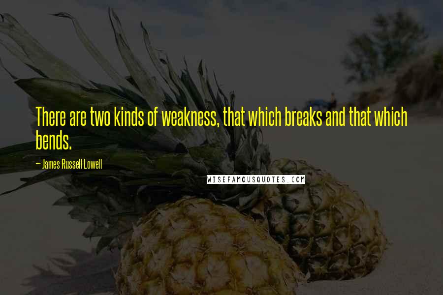 James Russell Lowell quotes: There are two kinds of weakness, that which breaks and that which bends.