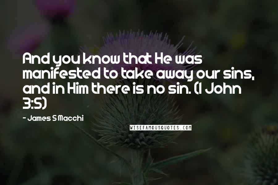 James S Macchi quotes: And you know that He was manifested to take away our sins, and in Him there is no sin. (1 John 3:5)