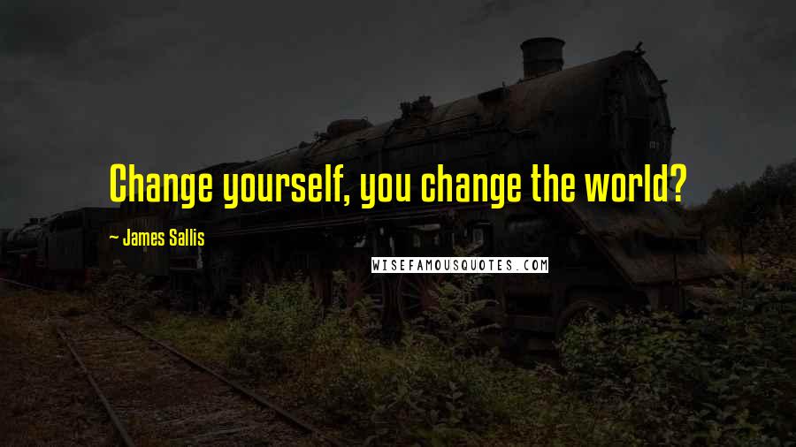James Sallis quotes: Change yourself, you change the world?