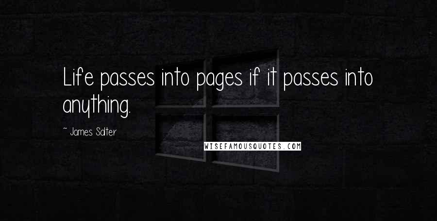 James Salter quotes: Life passes into pages if it passes into anything.