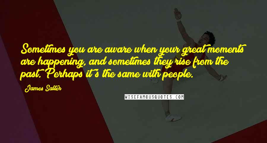 James Salter quotes: Sometimes you are aware when your great moments are happening, and sometimes they rise from the past. Perhaps it's the same with people.