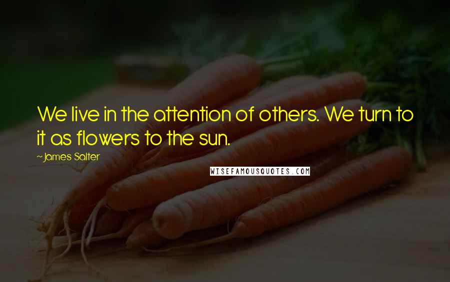 James Salter quotes: We live in the attention of others. We turn to it as flowers to the sun.