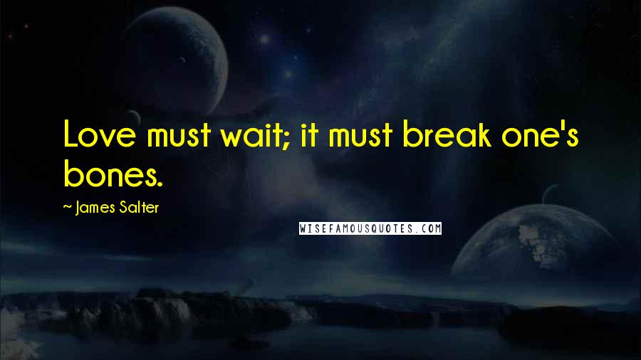 James Salter quotes: Love must wait; it must break one's bones.