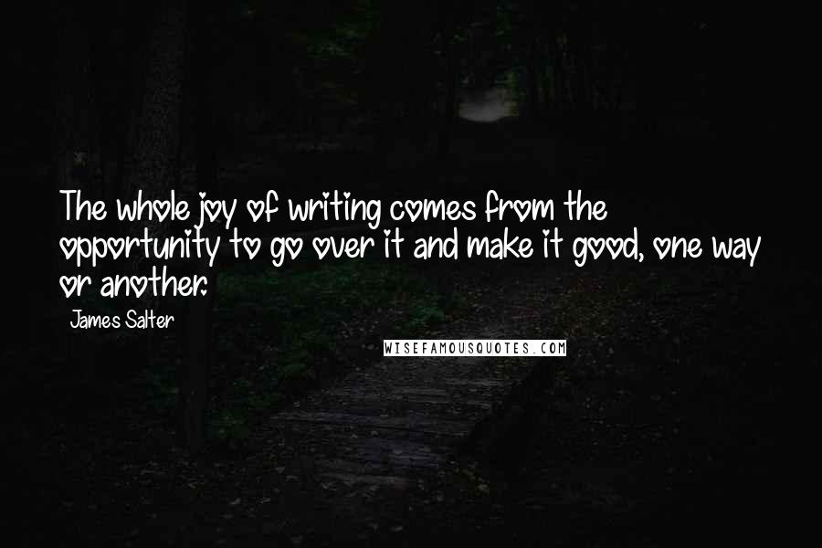 James Salter quotes: The whole joy of writing comes from the opportunity to go over it and make it good, one way or another.