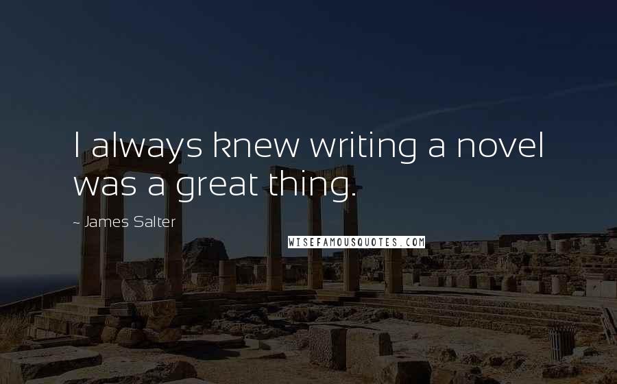 James Salter quotes: I always knew writing a novel was a great thing.