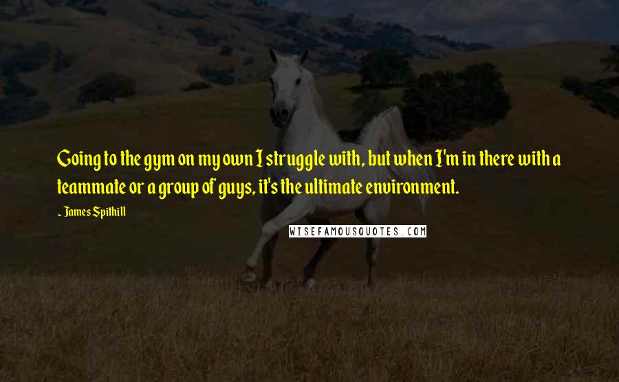 James Spithill quotes: Going to the gym on my own I struggle with, but when I'm in there with a teammate or a group of guys, it's the ultimate environment. James Spithill quotes: Going to the gym on my own I struggle with, but when I'm in there with a teammate or a group of guys, it's the ultimate environment.