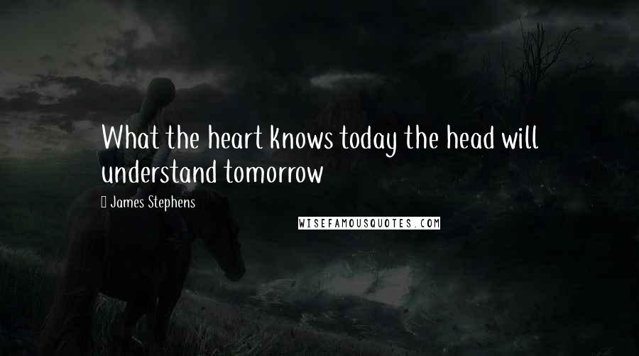 James Stephens quotes: What the heart knows today the head will understand tomorrow