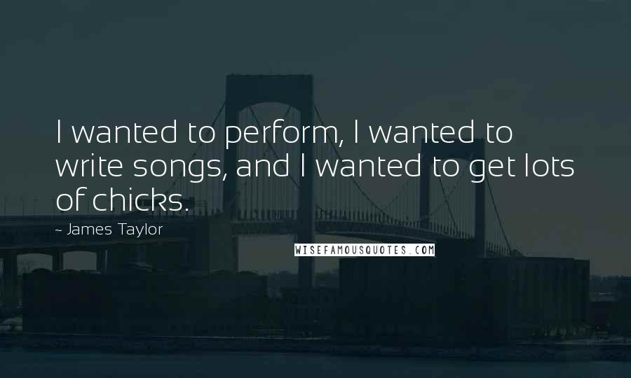 James Taylor quotes: I wanted to perform, I wanted to write songs, and I wanted to get lots of chicks.