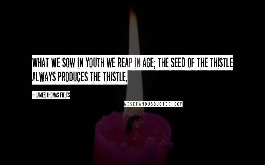 James Thomas Fields quotes: What we sow in youth we reap in age; the seed of the thistle always produces the thistle.