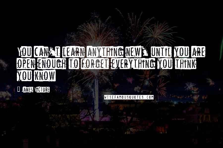 James Victore quotes: You can't learn anything new, until you are open enough to forget everything you think you know