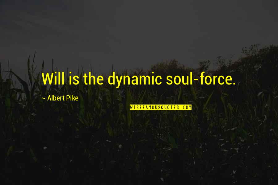 James W Fannin Quotes By Albert Pike: Will is the dynamic soul-force.