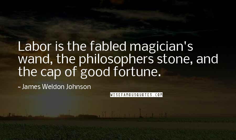 James Weldon Johnson quotes: Labor is the fabled magician's wand, the philosophers stone, and the cap of good fortune.