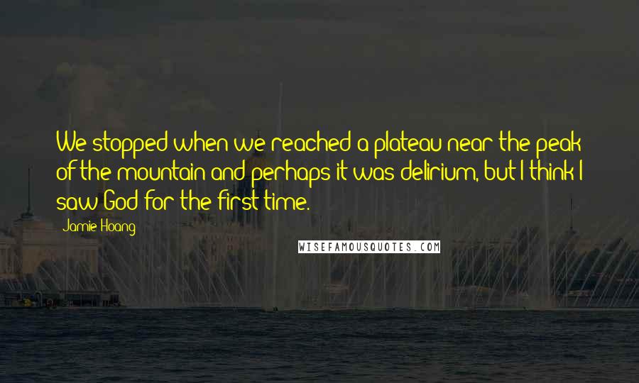 Jamie Hoang quotes: We stopped when we reached a plateau near the peak of the mountain and perhaps it was delirium, but I think I saw God for the first time.