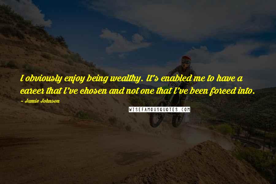 Jamie Johnson quotes: I obviously enjoy being wealthy. It's enabled me to have a career that I've chosen and not one that I've been forced into.