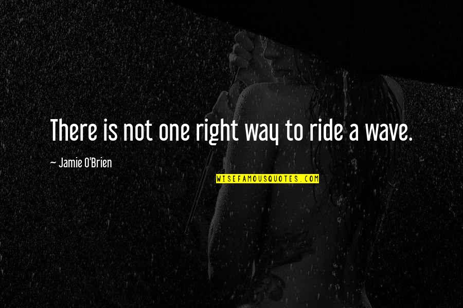 Jamie O'brien Quotes By Jamie O'Brien: There is not one right way to ride Jamie O'brien Quotes By Jamie O'Brien: There is not one right way to ride