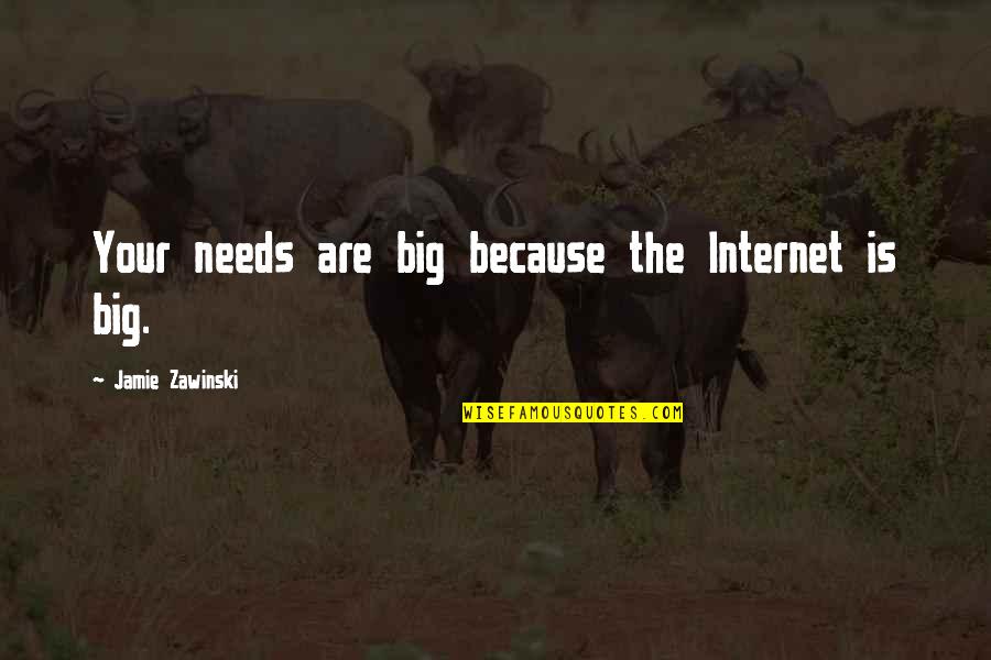 Jamie Zawinski Quotes By Jamie Zawinski: Your needs are big because the Internet is Jamie Zawinski Quotes By Jamie Zawinski: Your needs are big because the Internet is