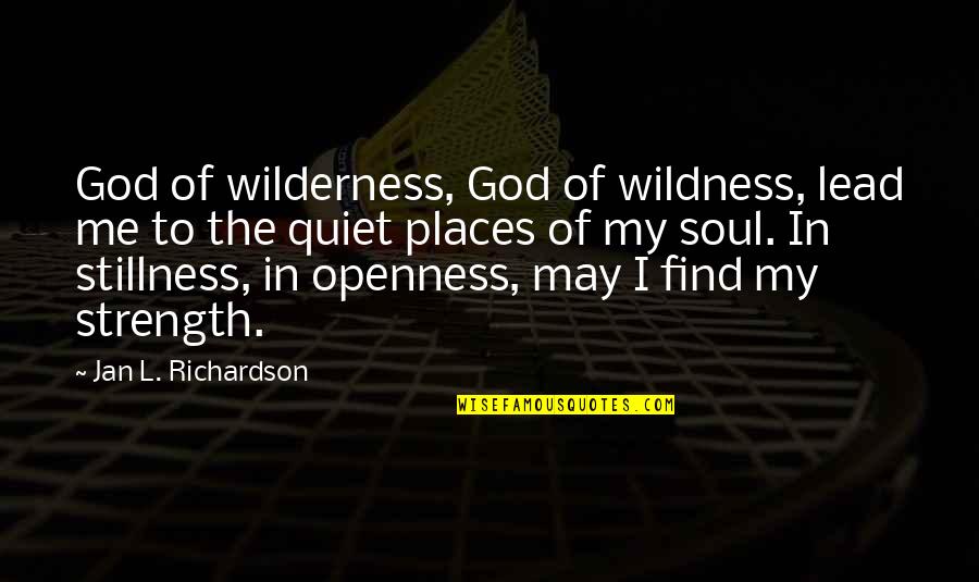 Jan Richardson Quotes By Jan L. Richardson: God of wilderness, God of wildness, lead me