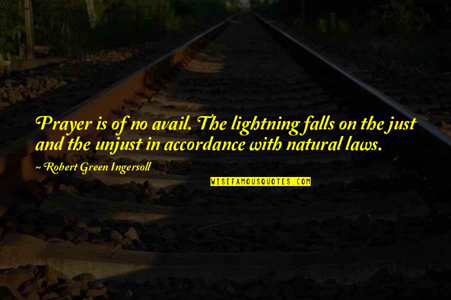 Janae Norman Quotes By Robert Green Ingersoll: Prayer is of no avail. The lightning falls Janae Norman Quotes By Robert Green Ingersoll: Prayer is of no avail. The lightning falls