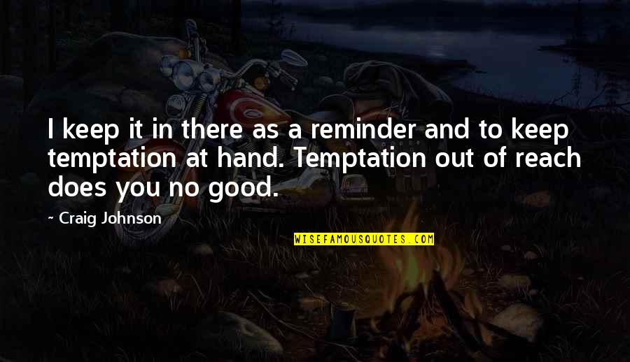 Jananne Properties Quotes By Craig Johnson: I keep it in there as a reminder Jananne Properties Quotes By Craig Johnson: I keep it in there as a reminder