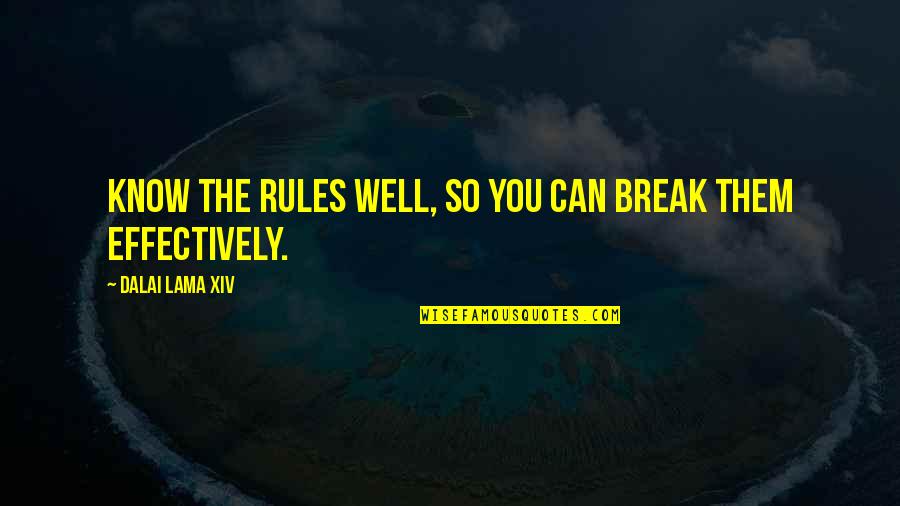 Jandris Sons Quotes By Dalai Lama XIV: Know the rules well, so you can break Jandris Sons Quotes By Dalai Lama XIV: Know the rules well, so you can break