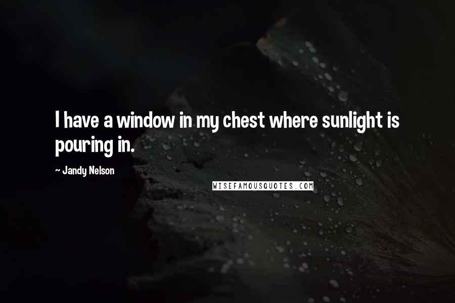 Jandy Nelson quotes: I have a window in my chest where sunlight is pouring in.