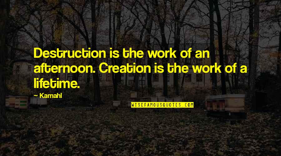 Jane Eyre And Rochester's Relationship Quotes By Kamahl: Destruction is the work of an afternoon. Creation