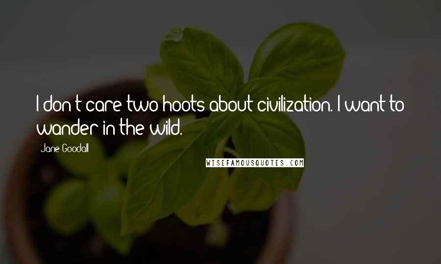Jane Goodall quotes: I don't care two hoots about civilization. I want to wander in the wild.