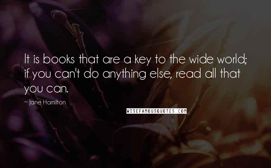 Jane Hamilton quotes: It is books that are a key to the wide world; if you can't do anything else, read all that you can.