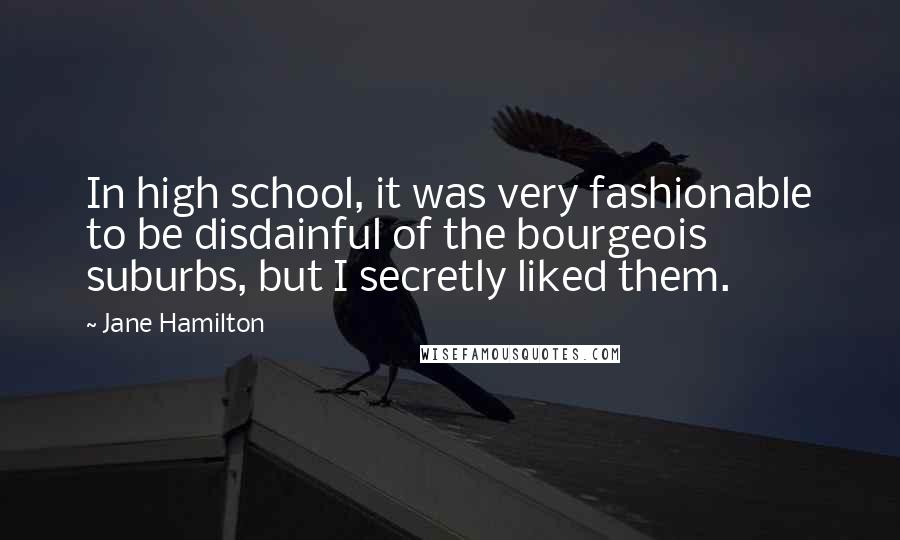 Jane Hamilton quotes: In high school, it was very fashionable to be disdainful of the bourgeois suburbs, but I secretly liked them.