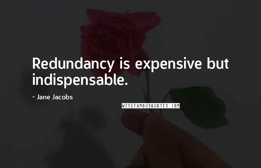 Jane Jacobs quotes: Redundancy is expensive but indispensable.