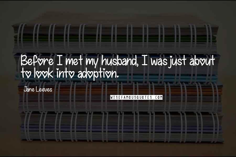 Jane Leeves quotes: Before I met my husband, I was just about to look into adoption.