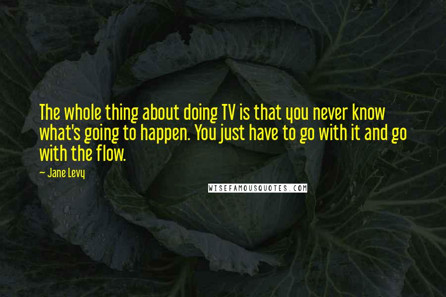 Jane Levy quotes: The whole thing about doing TV is that you never know what's going to happen. You just have to go with it and go with the flow.