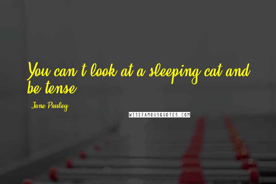 Jane Pauley quotes: You can't look at a sleeping cat and be tense.