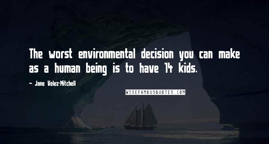 Jane Velez-Mitchell quotes: The worst environmental decision you can make as a human being is to have 14 kids.