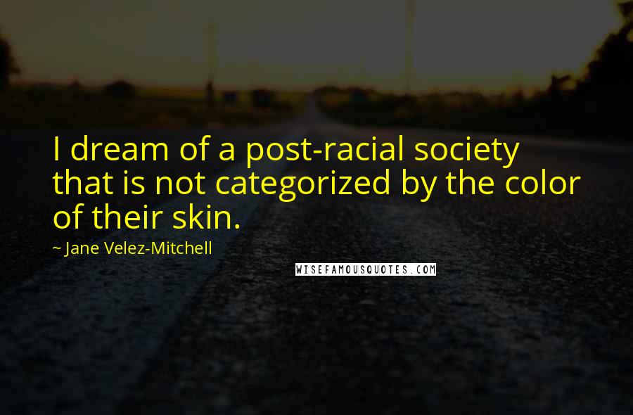 Jane Velez-Mitchell quotes: I dream of a post-racial society that is not categorized by the color of their skin.