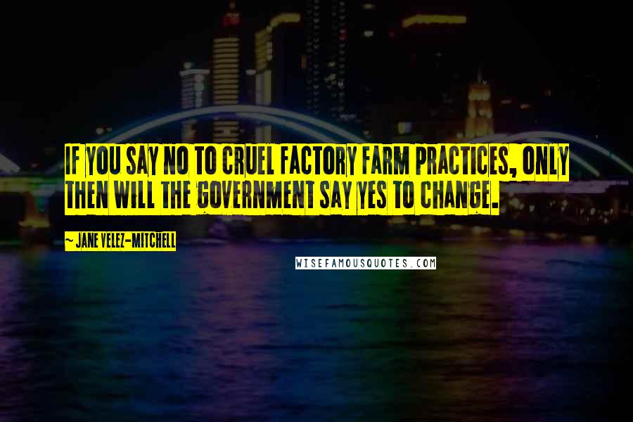 Jane Velez-Mitchell quotes: If you say no to cruel factory farm practices, only then will the government say yes to change.