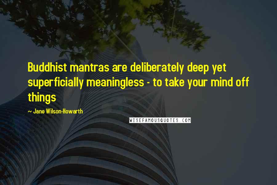 Jane Wilson-Howarth quotes: Buddhist mantras are deliberately deep yet superficially meaningless - to take your mind off things